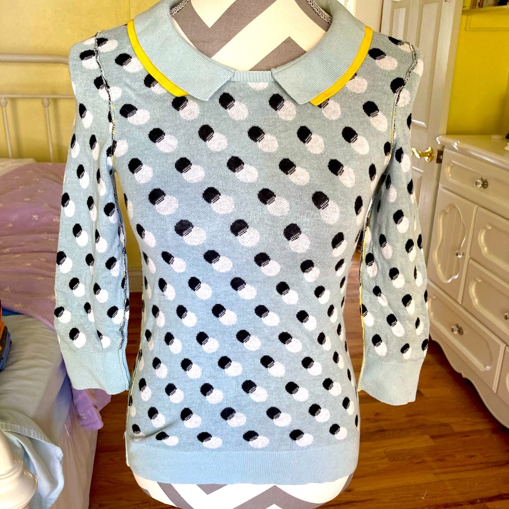 HWR Light Blue Polka Dots Pullover Sweater